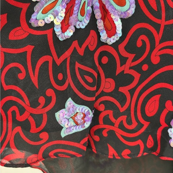 Nicole miller vintage Y2K 90s boho artsy floral sheer Embellished skirt sz 0 25 - Picture 16 of 16